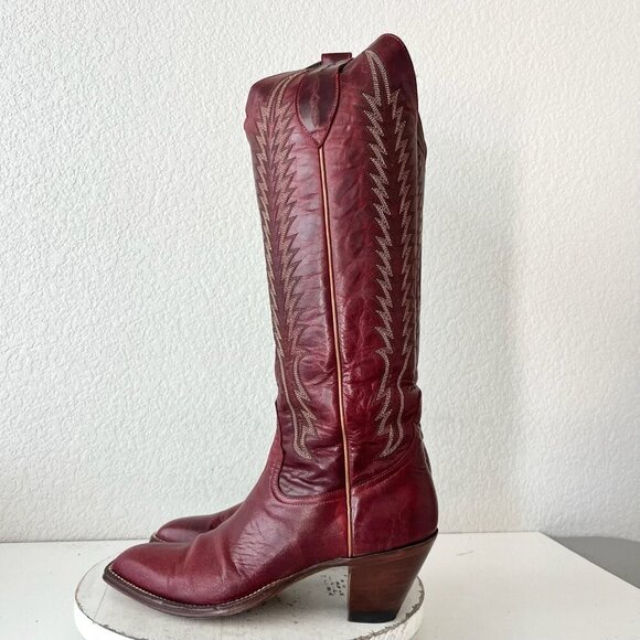 Rod Patrick Womens Cowboy Boots 10 Burgundy Red Western Cowgirl Tall French Toe - Picture 4 of 12